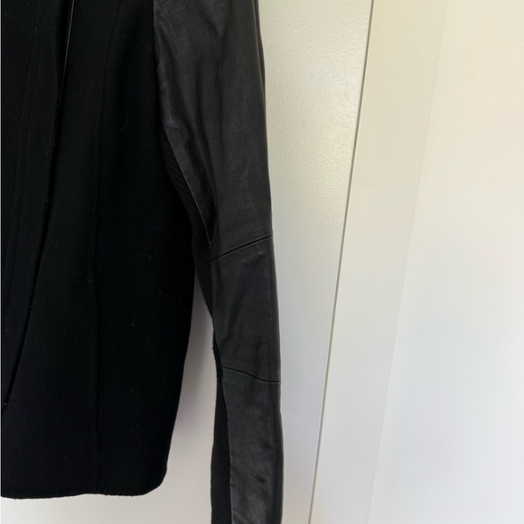 Women's Black Jacket with Leather Sleeves - Picture 4 of 9